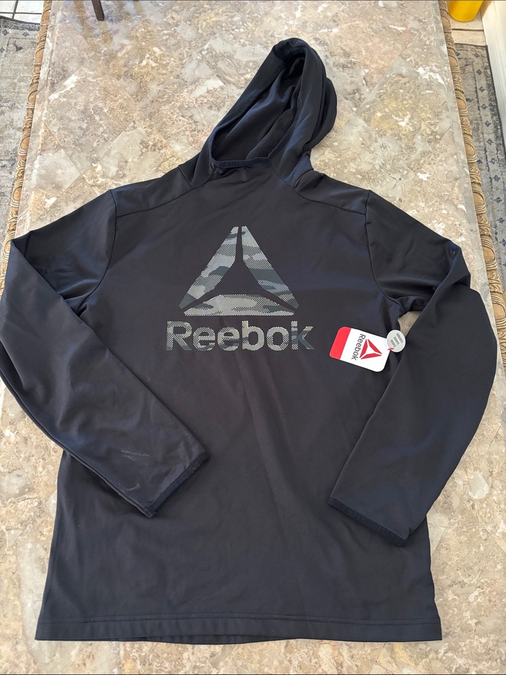 Reebok Black Hoodie with Camo Logo